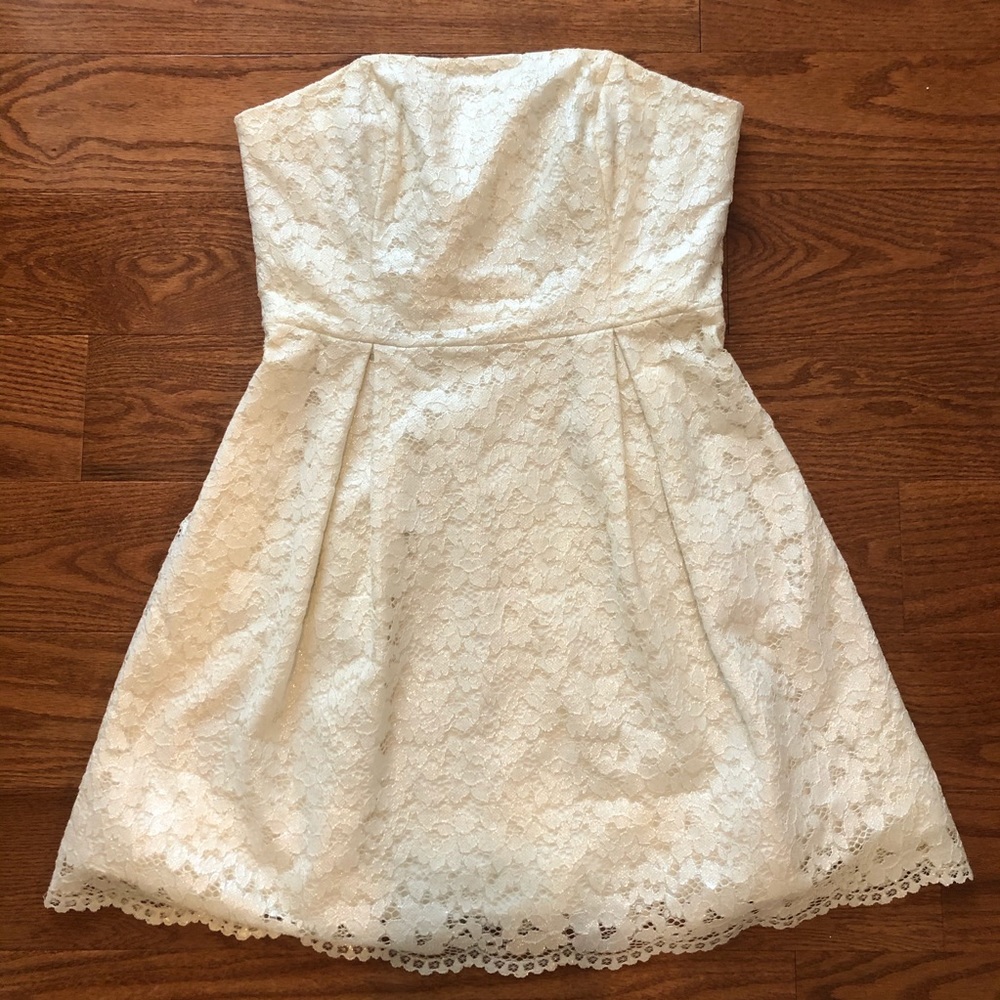 Lilly Pulitzer Strapless White Metallic Dress
